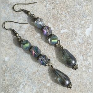 Victorian Crystal Drop Earrings, Dangle Earrings, Vintage Beads